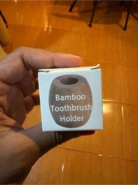 Bamboo Toothbrush Holder - Natural Brown Finish